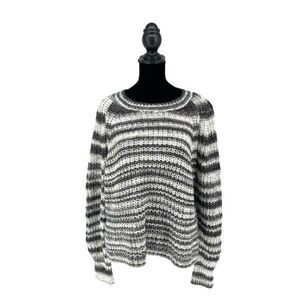Halogen‎ Womens Metallic Striped Knit Crewneck Sweater Size XL Rich Black NWOT